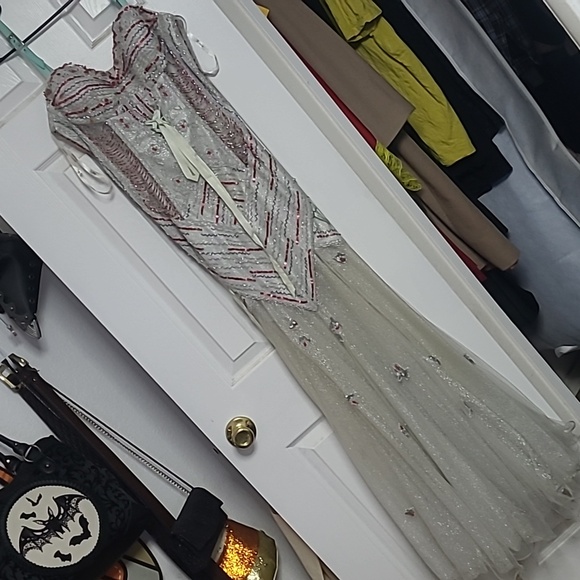 Dresses & Skirts - Tiffany's Designs baby blue beaded gown size 8